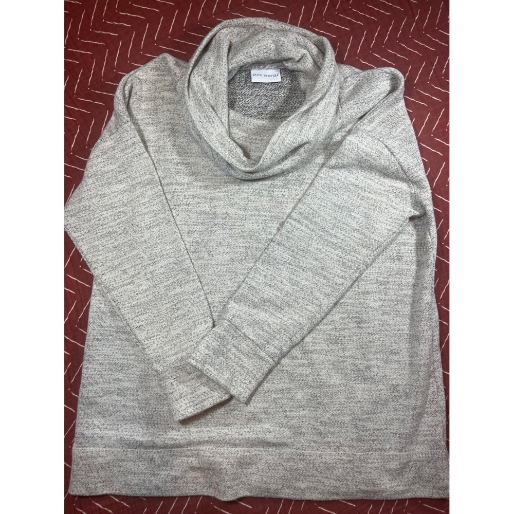 Pure Energy Women's Gray Marled Cowl Neck Tunic Sweatshirt‎ Size Medium